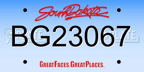 BG23067 South Dakota License Plate