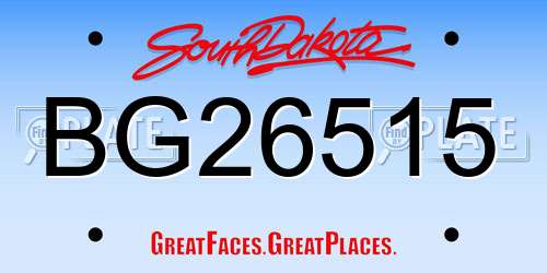 BG26515 South Dakota License Plate