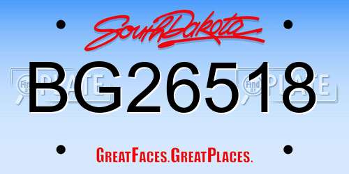 BG26518 South Dakota License Plate