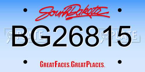 BG26815 South Dakota License Plate