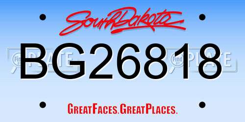 BG26818 South Dakota License Plate