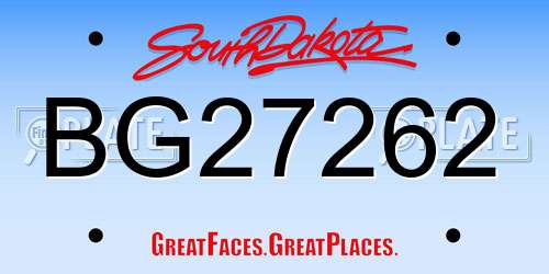 BG27262 South Dakota License Plate
