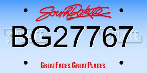BG27767 South Dakota License Plate