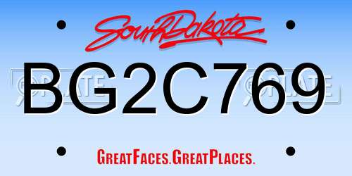 BG2C769 South Dakota License Plate
