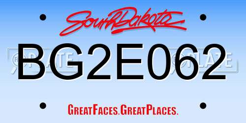BG2E062 South Dakota License Plate