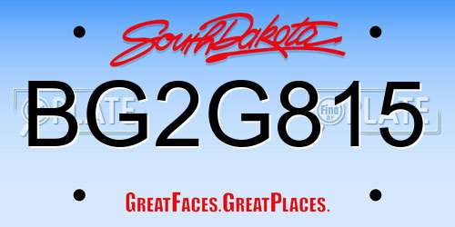 BG2G815 South Dakota License Plate