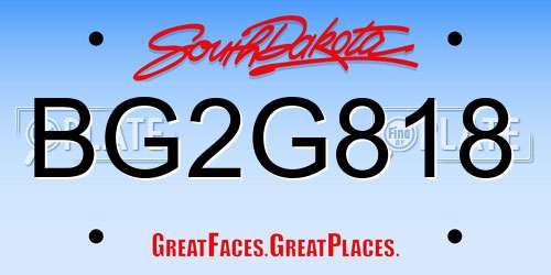 BG2G818 South Dakota License Plate