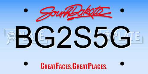 BG2S5G South Dakota License Plate