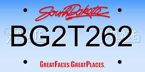 BG2T262 South Dakota License Plate