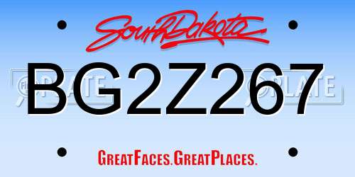 BG2Z267 South Dakota License Plate