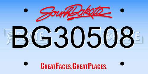 BG30508 South Dakota License Plate