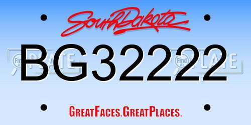 BG32222 South Dakota License Plate