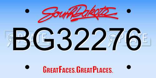 BG32276 South Dakota License Plate