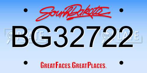 BG32722 South Dakota License Plate