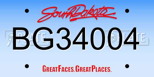 BG34004 South Dakota License Plate