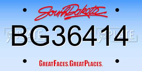 BG36414 South Dakota License Plate