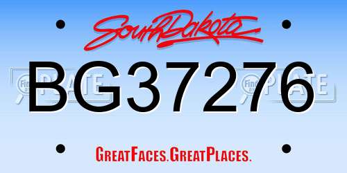 BG37276 South Dakota License Plate