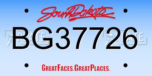 BG37726 South Dakota License Plate