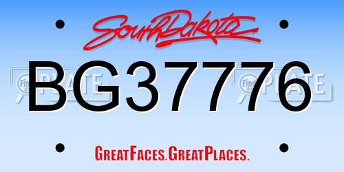 BG37776 South Dakota License Plate