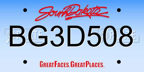 BG3D508 South Dakota License Plate