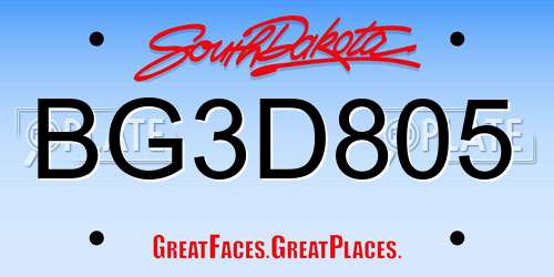BG3D805 South Dakota License Plate