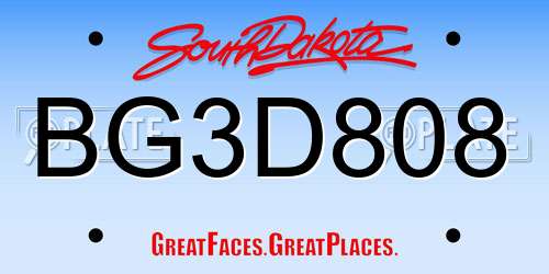 BG3D808 South Dakota License Plate