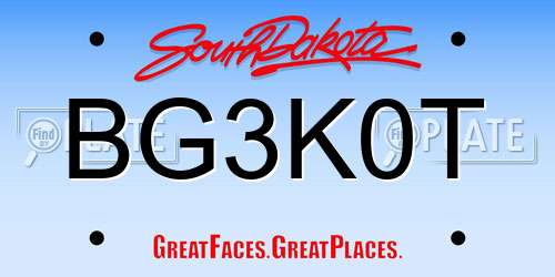 BG3K0T South Dakota License Plate