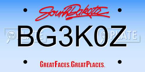 BG3K0Z South Dakota License Plate