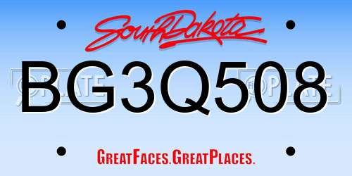 BG3Q508 South Dakota License Plate