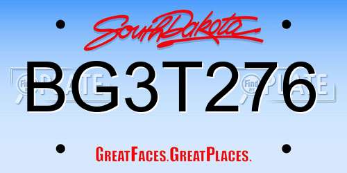 BG3T276 South Dakota License Plate