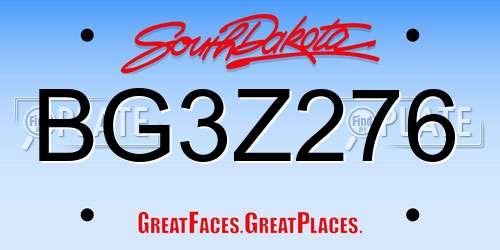 BG3Z276 South Dakota License Plate