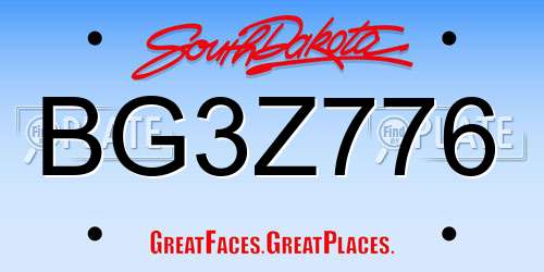 BG3Z776 South Dakota License Plate