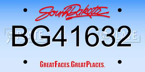 BG41632 South Dakota License Plate