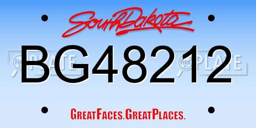 BG48212 South Dakota License Plate