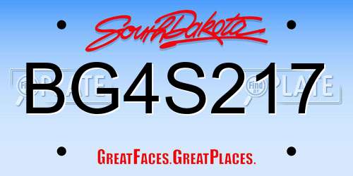 BG4S217 South Dakota License Plate