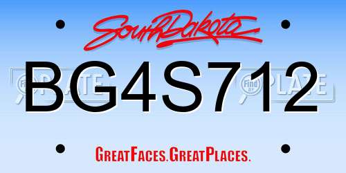 BG4S712 South Dakota License Plate