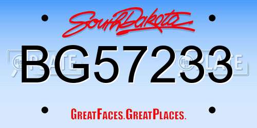 BG57233 South Dakota License Plate
