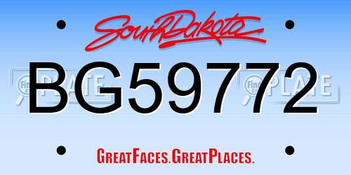 BG59772 South Dakota License Plate