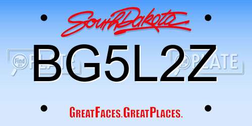 BG5L2Z South Dakota License Plate