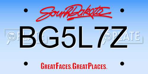 BG5L7Z South Dakota License Plate