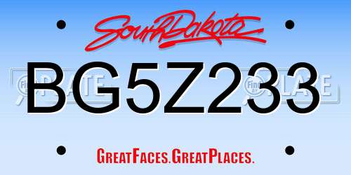 BG5Z233 South Dakota License Plate