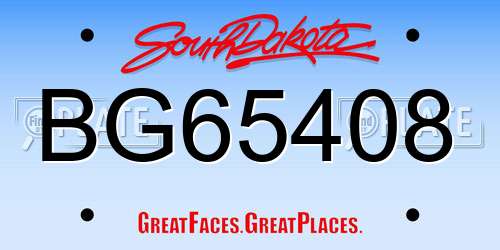 BG65408 South Dakota License Plate