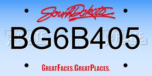 BG6B405 South Dakota License Plate