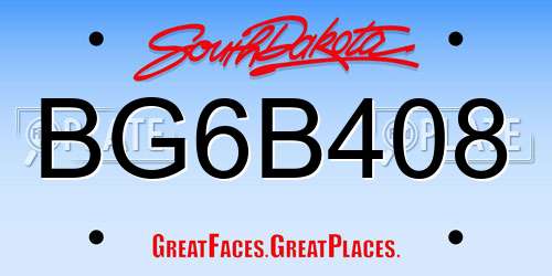 BG6B408 South Dakota License Plate