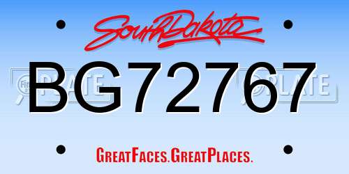 BG72767 South Dakota License Plate