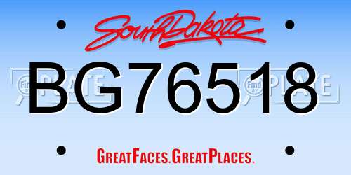 BG76518 South Dakota License Plate