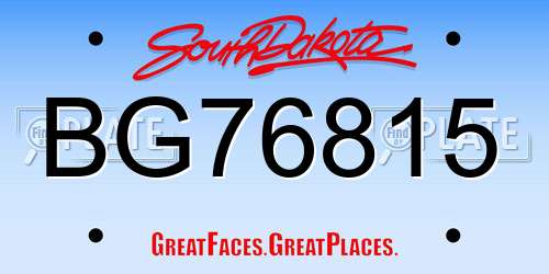 BG76815 South Dakota License Plate