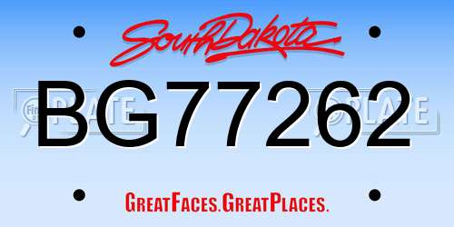BG77262 South Dakota License Plate