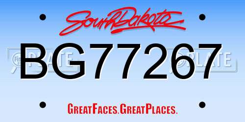 BG77267 South Dakota License Plate