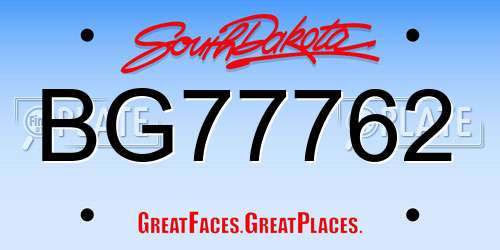 BG77762 South Dakota License Plate